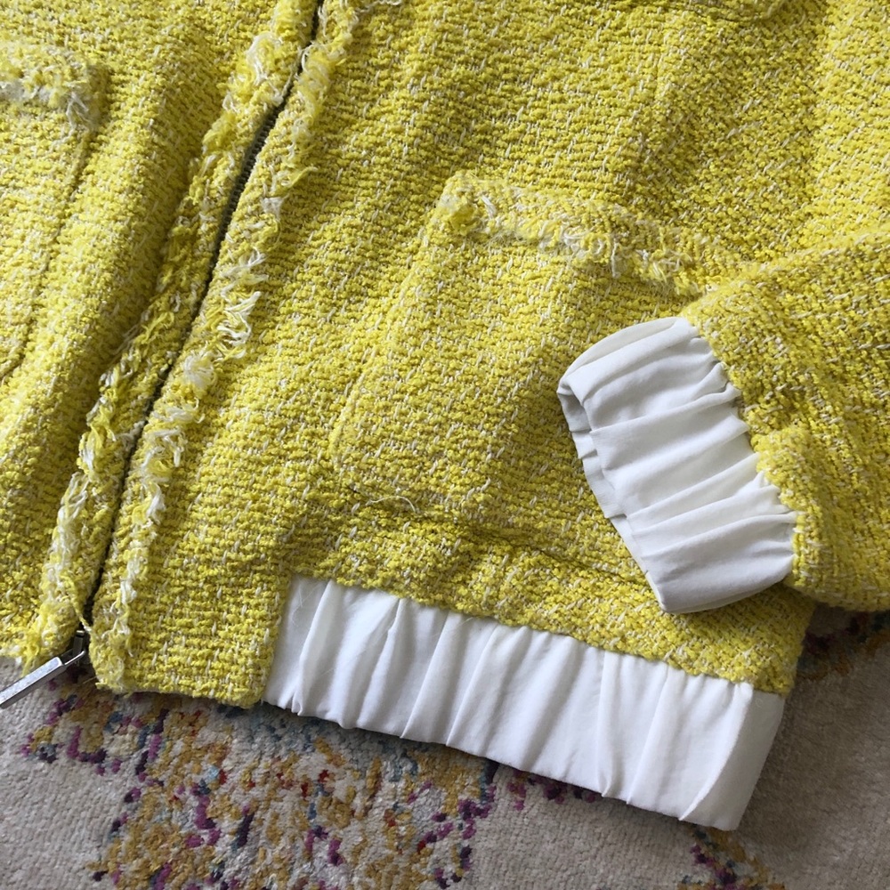 Zara Yellow Tweed Blazer Jacket - Picture 4 of 5
